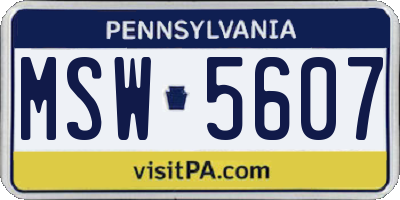PA license plate MSW5607