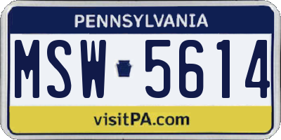 PA license plate MSW5614