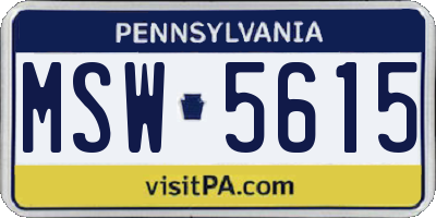 PA license plate MSW5615