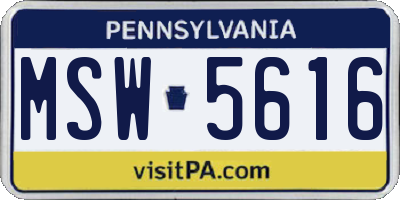 PA license plate MSW5616