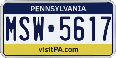 PA license plate MSW5617