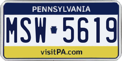 PA license plate MSW5619