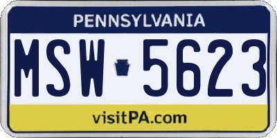 PA license plate MSW5623