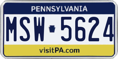 PA license plate MSW5624