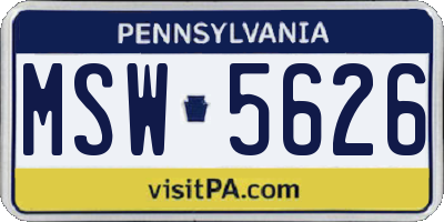 PA license plate MSW5626