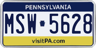PA license plate MSW5628