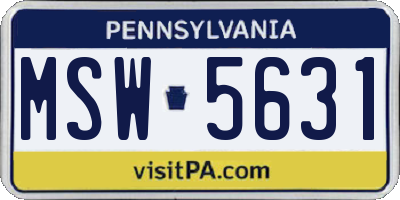 PA license plate MSW5631