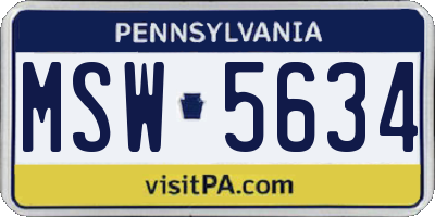 PA license plate MSW5634