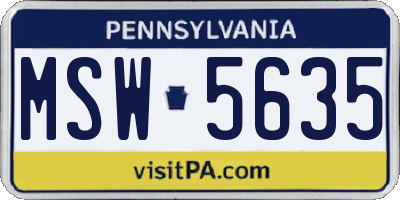 PA license plate MSW5635