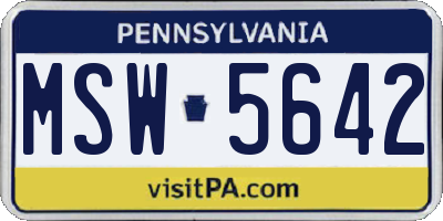 PA license plate MSW5642