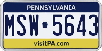 PA license plate MSW5643