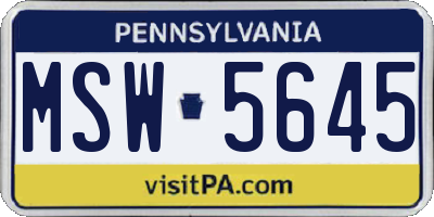 PA license plate MSW5645