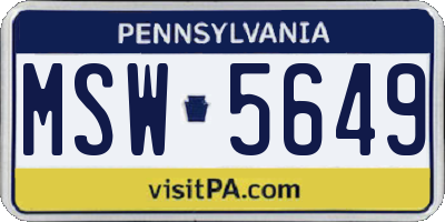 PA license plate MSW5649