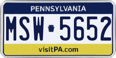 PA license plate MSW5652