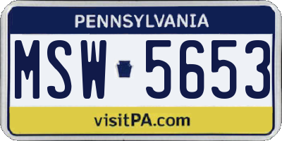 PA license plate MSW5653
