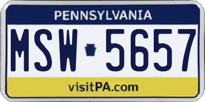 PA license plate MSW5657