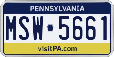 PA license plate MSW5661