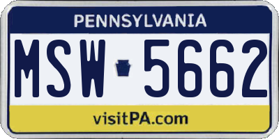 PA license plate MSW5662