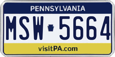 PA license plate MSW5664