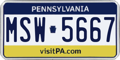 PA license plate MSW5667