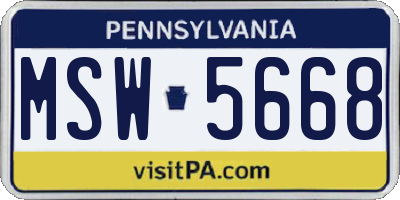PA license plate MSW5668