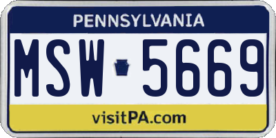 PA license plate MSW5669