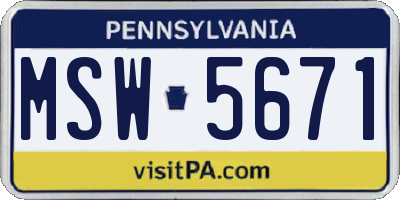 PA license plate MSW5671