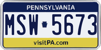 PA license plate MSW5673