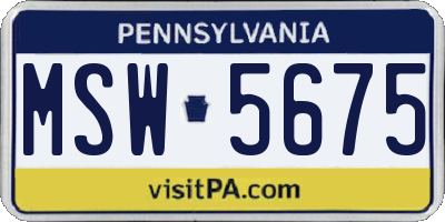 PA license plate MSW5675