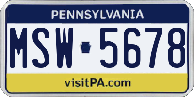 PA license plate MSW5678