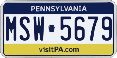 PA license plate MSW5679