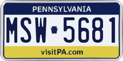 PA license plate MSW5681