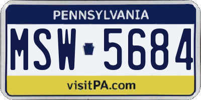 PA license plate MSW5684