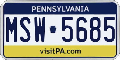 PA license plate MSW5685