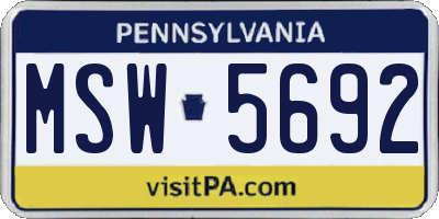 PA license plate MSW5692