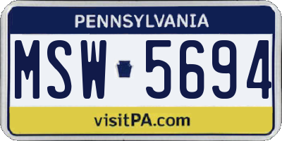 PA license plate MSW5694