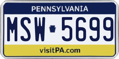 PA license plate MSW5699