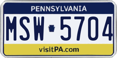 PA license plate MSW5704