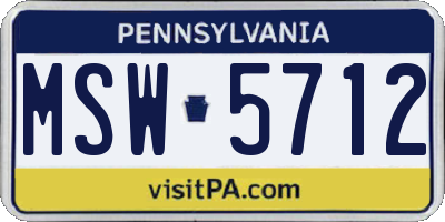 PA license plate MSW5712