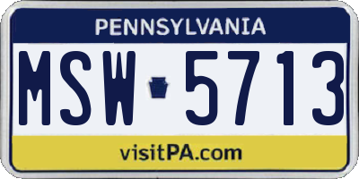 PA license plate MSW5713