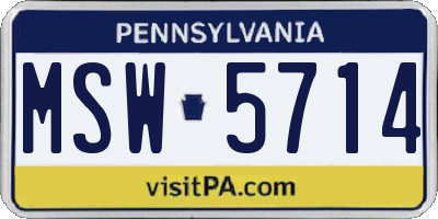 PA license plate MSW5714
