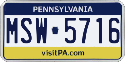 PA license plate MSW5716