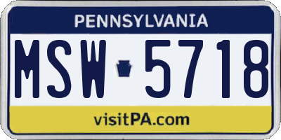 PA license plate MSW5718