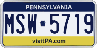 PA license plate MSW5719