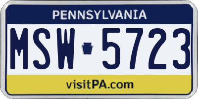 PA license plate MSW5723