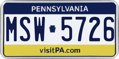 PA license plate MSW5726