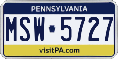 PA license plate MSW5727