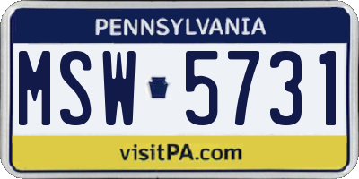 PA license plate MSW5731