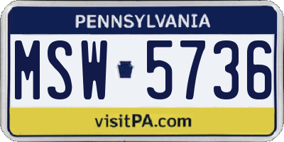 PA license plate MSW5736