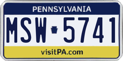 PA license plate MSW5741